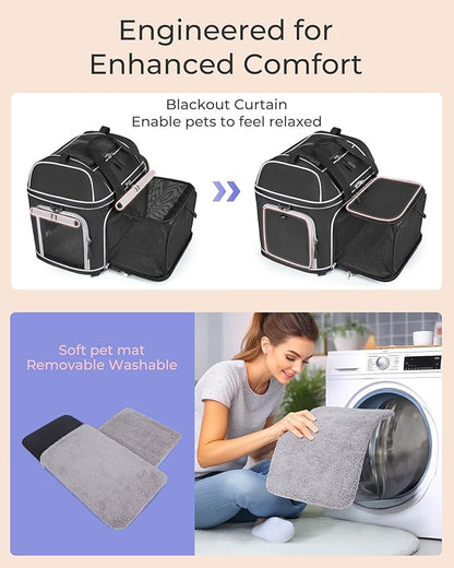Expandable Pet Carrier: NOBLE DUCK Soft-Sided Cat Dog Carrier 17x11.8X(11.6+4.3) Inches Small Medium Cats Dogs Portable Travel Carrier Up to 25 Lbs Black