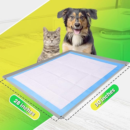 TidyFriend Dog Pee Pad Holder Tray Fits for 28” x 30” Wee Wee Pee Pads - Stable Grip, Raised Edges, Quick-Wipe Silicone Surface Dog Potty Tray Holder for Indoor Flooring Protection (Light Grey)