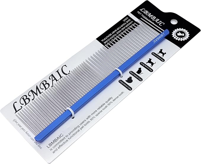 Metal Dog Grooming Comb for Shedding Tangles,Knots,Mats.Dog Combs With Long Wide Tooth for Long Thick Curly Hair Metal Pet Comb for Poodles and Goldendoodles Dematting.7.5INCHES.