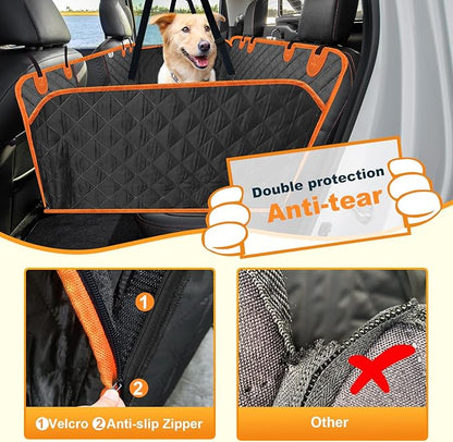 Back Seat Extender, Dog Car Seat Cover Detachable Hard Bottom-Supports 300lb, Waterproof Dog Hammock for Car Travel Camping Bed, Foldable Backseat Pet Protector in Car Truck SUV PET-SEAT2308