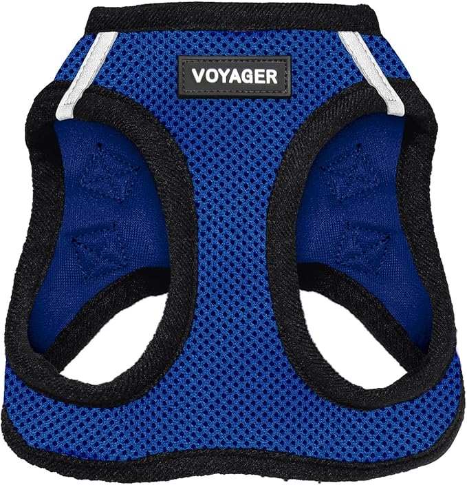 Best Pet Supplies Voyager Step-in Air Harness - All Weather Mesh, Reflective, No Pull Harness for Dogs, Cats - Secure with Hook & Loop Fastener, Buckle, Double D-Rings - Royal Blue/Black Trim, S