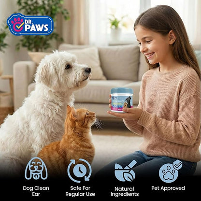 Dog Ear Cleaner Finger Wipes - Ear Finger Wipe for Dog Ear Infection Treatment, Easy to Use Cat Ear Cleaner, Eliminates Odor, Dog Ear Cleaning Solution, Dog Ear Wipes (Oatmeal)