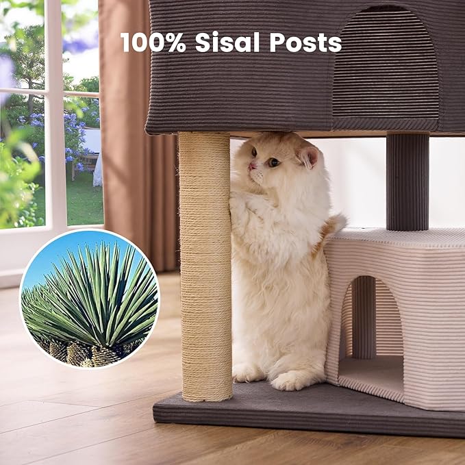 Gardner Pet 41" Cat Tree Corduroy for Medium-Large Cats, Heavy Duty Cat Trees Towers with 2.8in Posts & Washable Top Perches, Easy to Assembly