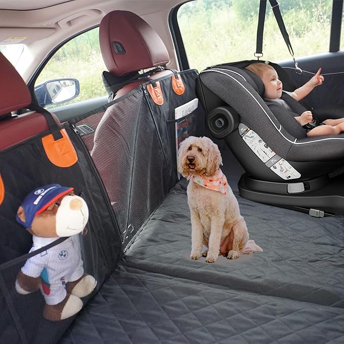 Back Seat Extender for Large Dogs, Dog Car Seat Cover Hard Bottom Holds 400lbs, Sturdy Backseat Extender for Dogs, Waterproof Dog Hammock for Dog, Car, SUV, Truck