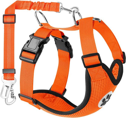 Lukovee Dog Seat Belt for Car, Adjustable Dog Car Harness for Large Medium Small Dogs, Soft Padded & Breathable Mesh Dog Seatbelt with Car Strap and Carabiner (Orange,M)