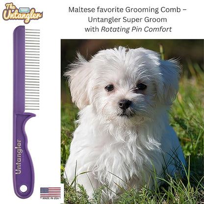 Super-Groom Combs with Smooth Rotating Teeth for Painless Mat Removal (Royal Purple, 30 Fine-Spaced teeth)