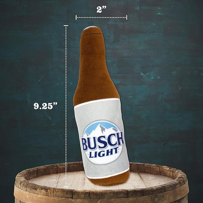 design LAB, Inc. Busch Light Beer Dog Toy | Official Merchandise Beer Bottle Squeaky Plush Toy for Dogs | 10 inch Small Novelty Dog Toys for Fun and Fetch