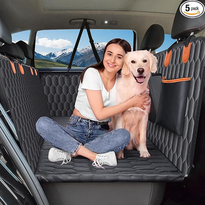 Chumajor Back Seat Extender for Dogs-Supports 400lb,Waterproof Dog Car Seat Cover Hard Bottom-Detachable,600D Heavy Duty Scratch Proof Nonslip Soft,Dog Hammock for Car,SUVs
