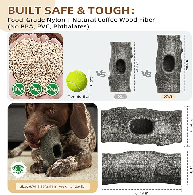 Big Dog Toys for Large Dogs and Aggressive Chewers,Toys for Refillable Frozen Dog Treat Molds,Coffee Wood Dog Chew Toys,Dog Licking Toy to Keep Them Busy,Dog Treat Jar,Dog Gifts
