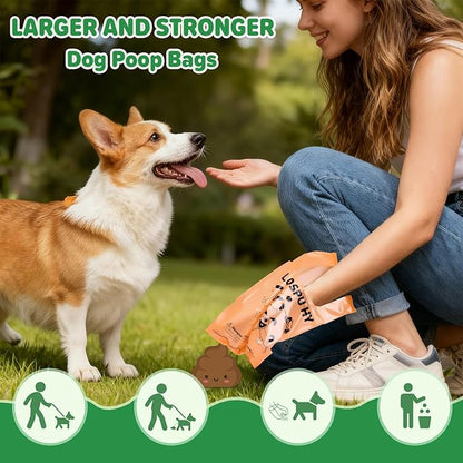 Poop Bags for Dogs, 300 Count Extra Thick Strong Leak Proof Dog Poop Bags with Handles, Pet Waste Bag for Waste Refuse Cleanup, Outdoor Puppy Walking and Cats Litter