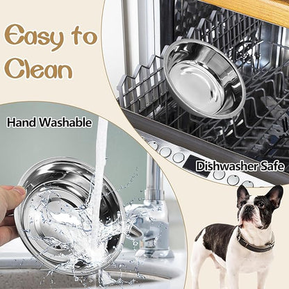 kathson 12 PCS Small Stainless Steel Dog Bowls, Replacement Metal Puppy Food Water Bowl Set Suit for Indoor Outdoor, Pet Feeding Dish for Small Animals Kitten, Dishwasher Safe (4.3 in)