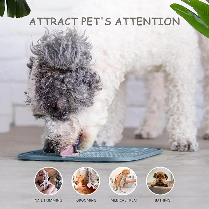 2 Pack Lick Mat for Dogs,Cats,Upgraded 8.5×8.5 inches Licking Mats with Suction Cups,Slow Feeder Licking Pad for Anxiety Relief and Boredom Reducer,Suitable for Dog Training Set 9