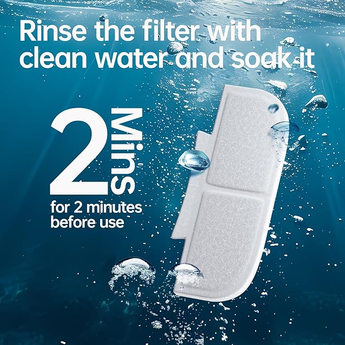 6-Pack Replacement Filters for PETSEE S7 Series Automatic Pet Water Fountain – Triple Filtration System, Removes Impurities & Hair, Easy to Use, Replace Every 4 Weeks