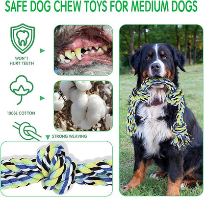 15 Pack Dogs Rope Toys for Large/Medium/Small Aggressive Chewers, Tough Cotton Dental Rope Toys Kit, Heavy Duty Dog Tug of War Toy for Chewing, Playing, Teething, Teeth Cleaning, Tossing and Catching