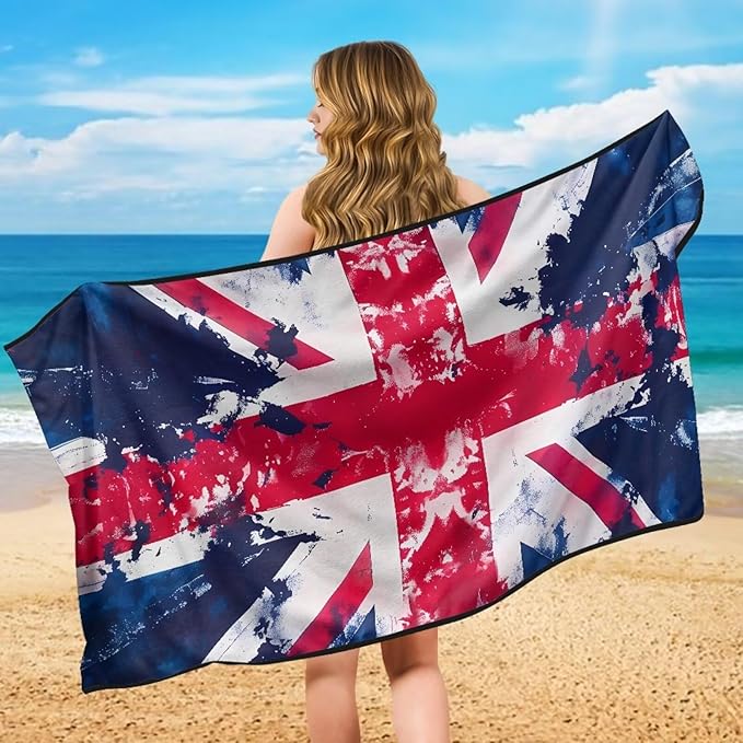 SEANATIVE British Flag Car Towel Seat Covers Auto Seat Towel Protector - Sweat Absorber for Family Road Trips Sports Swimming Hiking, Automotive Seat Protector Car Interior Accessories