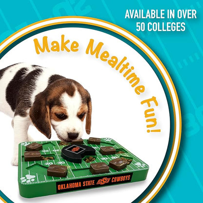NCAA Puzzle Toy Slow Feeder, Puzzle Treat Dog Toy, Interactive Dog Treat Toy, Dog Puzzle Feeding Slow Toy (Oklahoma State Cowboys)