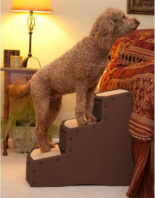 Pet Gear Easy Step III Extra Wide Pet Stairs, 3 Step for Dogs/Cats up to 200 pounds, Removable/Washable Carpet, Easy Assembly (No Tools Required) Espresso