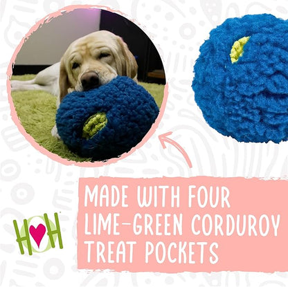 HuggleSnuffles HuggleFleece Treat Dispensing Ball - Interactive Enrichment Toys for Dogs, Dog Treat Dispenser Puzzle for Mental Stimulation & Boredom, Puppy Feeder Games to Keep Them Busy - Small (5")