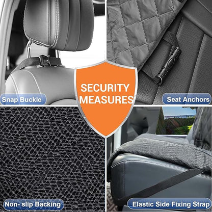 Dog Car Seat Cover for Back Seat Bench Cover, Compatible for Armrest 100% Waterproof & Nonslip Backseat Protector for Pet （Standard）