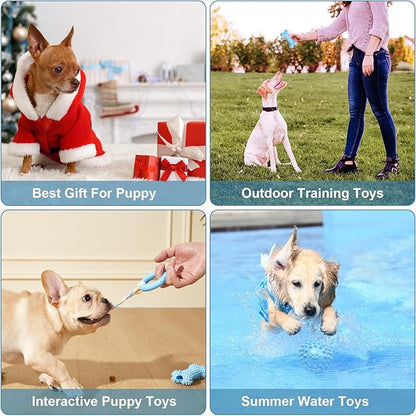6 Pack Dog Chew Toys for Puppy Cute Blue Small Dog Toys Puppy Dog Toys for Teething Soft Durable Interactive Chew Toy for Small Dogs Light Blue