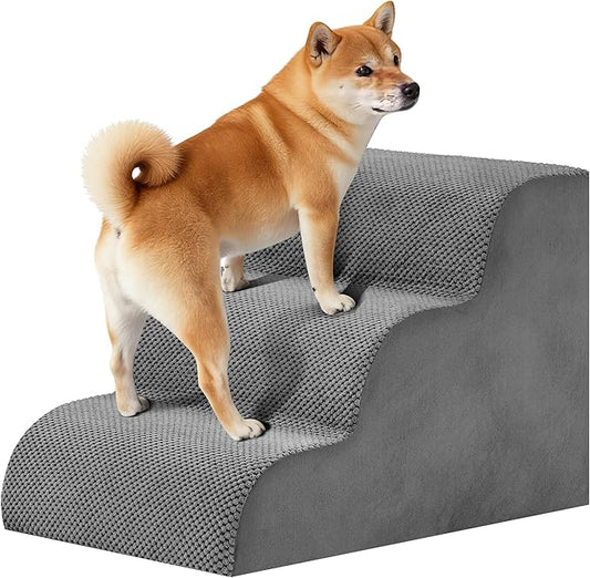 3-Step Dog Stairs for Small Dogs and Cats, 16in H Dog Steps for Couch, Sofa, Chair, Non-Slip Sturdy Pet Steps, Pet Ramp for High Bed Indoor
