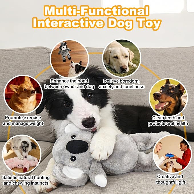 Blue Elephant Plush Squeaky Dog Toy with Bungee Leg Puppy Teething Chew Toy Cute Soft Funny Indoor Outdoor Interactive Stuffed Animal Dog Toy for Small Medium Large Dogs Toy Gift 30.5cm/12.01in