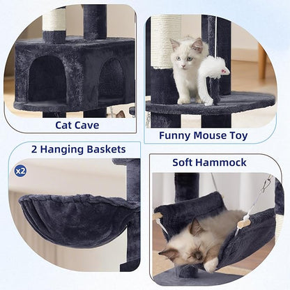Cat Tree for Large Cats, 78.7"(200cm) Tall Cat Tower for Indoor Cats Multiple Cats with Large Top Perch, Cat Condo, Cat Hammcok, Cat Scratching Post, Dark Gray GCT031G