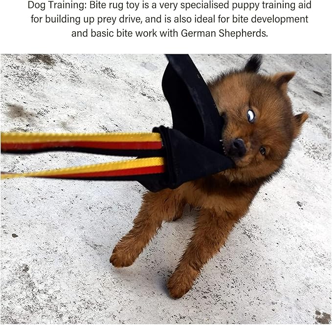 Fockety Leather Bite Rag for Dog Training, Interactive Puppy Bites Rag with Handle, Dog Tug Toys, Tug of War Dog Toy, Train Bite Grip, Puppy Toy to Build Prey Drive, Play Tug of War Game