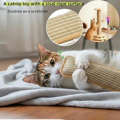 Catnip Toys for Cats, 2 Pack Kicker Toys with 8000mg Organic Catnip, Interactive Cat Toys for Scratching, Biting & Teething, Enrichment for Indoor Kittens & Adult Cats