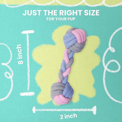 SNUG AROOZ Pastel Knots Rope Dog Toy – Durable Two-Knot Design in Fun Pastel Colors - Perfect for Tugging - Chewing and Interactive Play