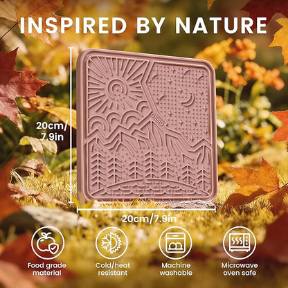 OHMO Lick Mat for Dogs and Cats Large(2 Pack) Nature Design Easy to Clean Pet Slow Feeder with Suction Cups, for Anxiety Relief and Boredom Reduction(Mars+Coral)