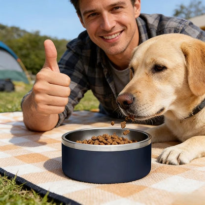 64oz Giant Breed Dog Bowl Non Slip, Commercial Grade Stainless Steel XL Heavy Duty Dog Food Water Bowl for Large Dogs, Dishwasher Safe Jumbo Pet Bowl (Blue)