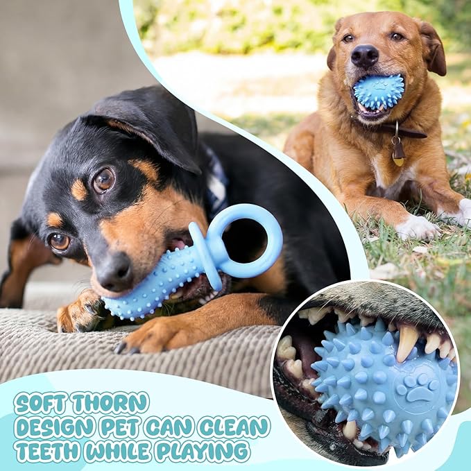 Shappy 40 Pcs Dog Chew Toys for Puppy Dog Toy Bulk Small Dogs Chew Toy for Teething, Relieves Teething Anxiety, Soft & Durable Interactive Toys for Outdoor Play Accessories, Not for Heavy Chewer(Blue)