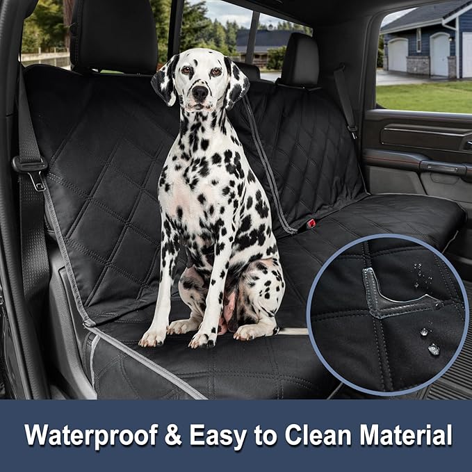 ZQ Trucks Dog Car Back Seat Cover for Ram1500/F150/GMC Sierra/Tacoma/Chevrolet Silverado, Access for Middle Seatbelt, Waterproof Bench Seat Protector for Pickups Nonslip Rear Dog Cover