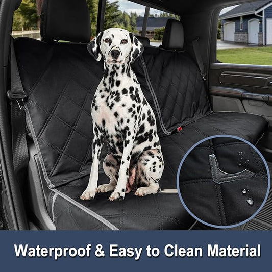 ZQ Trucks Dog Car Back Seat Cover for Ram1500/F150/GMC Sierra/Tacoma/Chevrolet Silverado, Access for Middle Seatbelt, Waterproof Bench Seat Protector for Pickups Nonslip Rear Dog Cover