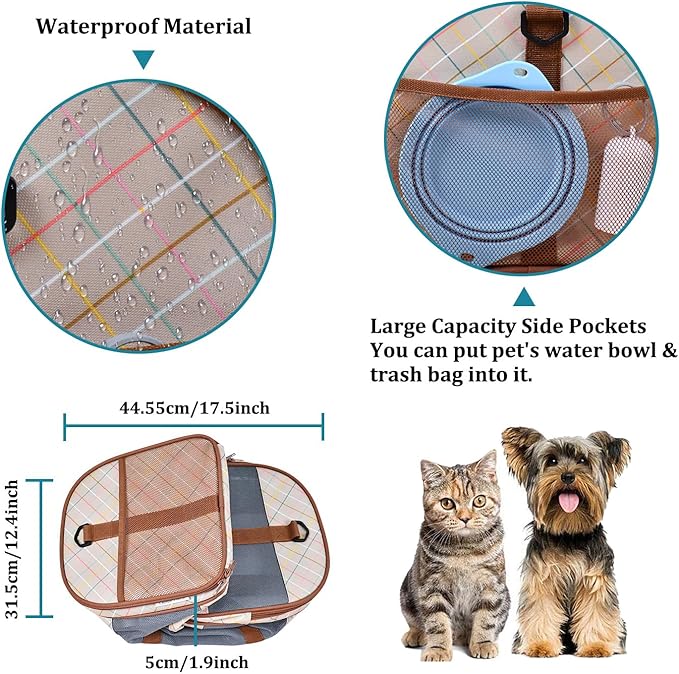 Soft-Sided Kennel Pet Carrier for Small Dogs, Cats, Puppy, Airline Approved Cat Carriers Dog Carrier Collapsible, Travel Handbag & Car Seat (Orange Diamond Print, 19" L x 11" W x 11" H)