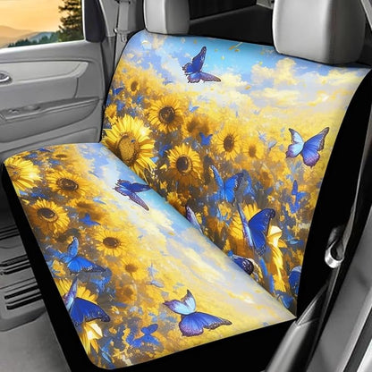 AFPANQZ Sunflowers Car Seat Cover for Women Men Polyester Fabric Protector Accessories Soft Washable Decorations Cloth Backseats Rear Seat Cushion Protection