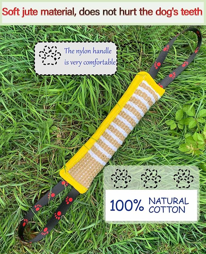 Clysoru Dog Tug Toy Tough Jute Bite Pillow Lasting Training Equipment Puppy to Large Dogs Interactive for Large and Small