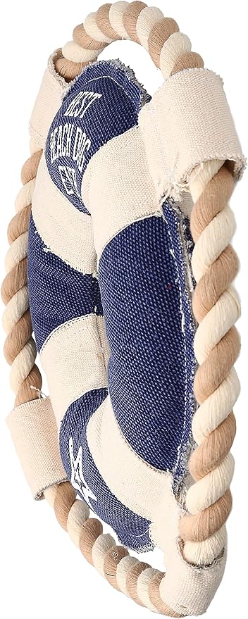 10" x 10" x 2" Blue Life Save Shape Best Beach Dog Ever Tug of War Rope Handle Sturdy Dog Toy, Dogs for Medium- Large Breeds