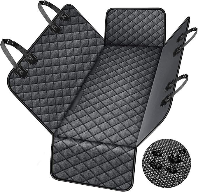 NESTROAD Dog Car Seat Cover for Back Seat,Waterproof & Scratchproof & Hammock for Dogs Backseat Protection,600D Heavy Duty Dog Seat Cover for Cars, Trucks and SUVs(Black,53"×57")