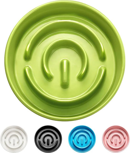 Ceramic Slow Feeder Dog Bowls, 0.6 Cup Slow Feeder for Small Dogs, Puzzle Maze Bowl, Prevents Choking, 6in, Green