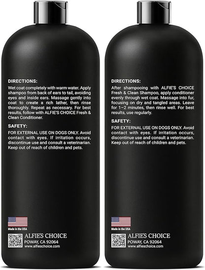 ALFIE'S CHOICE Dog Shampoo for Smelly Dogs | Fresh & Clean Shampoo and Conditioner Set | 16 fl oz Each | Lavender & Rosemary Deodorizing Wash | Odor Control for All Breeds | Made in USA