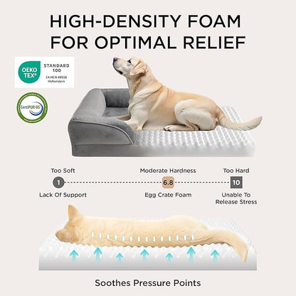 Bedsure Orthopedic Dog Beds for Small Dogs - Washable Small Dog Cat Bed Waterproof, Comfort Pet Couch Sofa with Washable Removable Cover, Pets Bed with Nonskid Bottom, Plush-Black, 24"