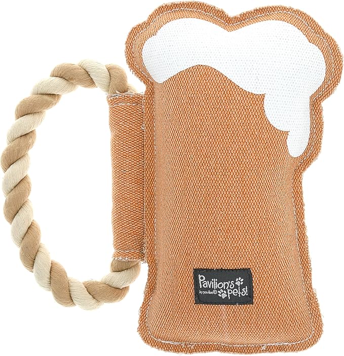Pavilion Gift Company - Dog is Home - 8" Canvas Rope Dog Toy Chew Tug of War Beer Beer Lover Alcohol Best Friend Dog Doggy Puppy K9 Gift