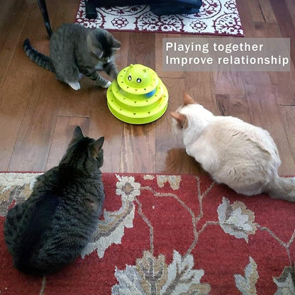 UPSKY Cat Toy Roller 3-Level Turntable Cat Toy Balls with Six Colorful Balls Interactive Kitten Fun Mental Physical Exercise Puzzle Toys