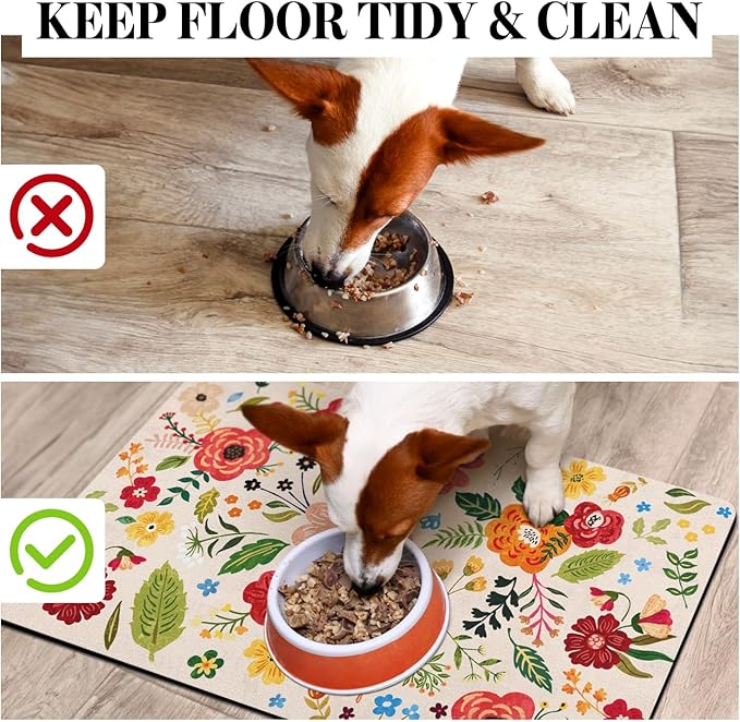 Dog Food Mats for Floors, Absorbent Dog Bowl Mat for Food and Water Dispenser, Quick Dry Cat Food Mat Pet Supplies