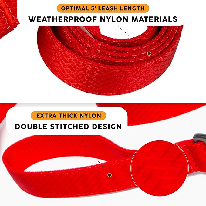 Embark Adventure Dog Leash – Strong & Sturdy for Small, Medium & Large Dogs (Red, 5 Ft)