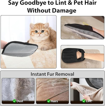 VIMALIFE Pet Hair Removal Glove for Dogs and Cats, Quick Cleaning Electrostatic Hair Remover, Reusable for Sofa, Carpet, Clothing & Car Seats, Easy Fur Cleaning Tool for Home & Travel, Black