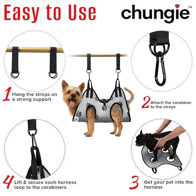 Dog Grooming Hammock for Cats – Pet Restraint for Nail Trimming with Pet Nail Clipper – Dog Sling for Grooming, Pet Hammock for Nail Cutting & Grooming Harness (Legs Spacing: 3.9-8.9”)/Max W:12lb)