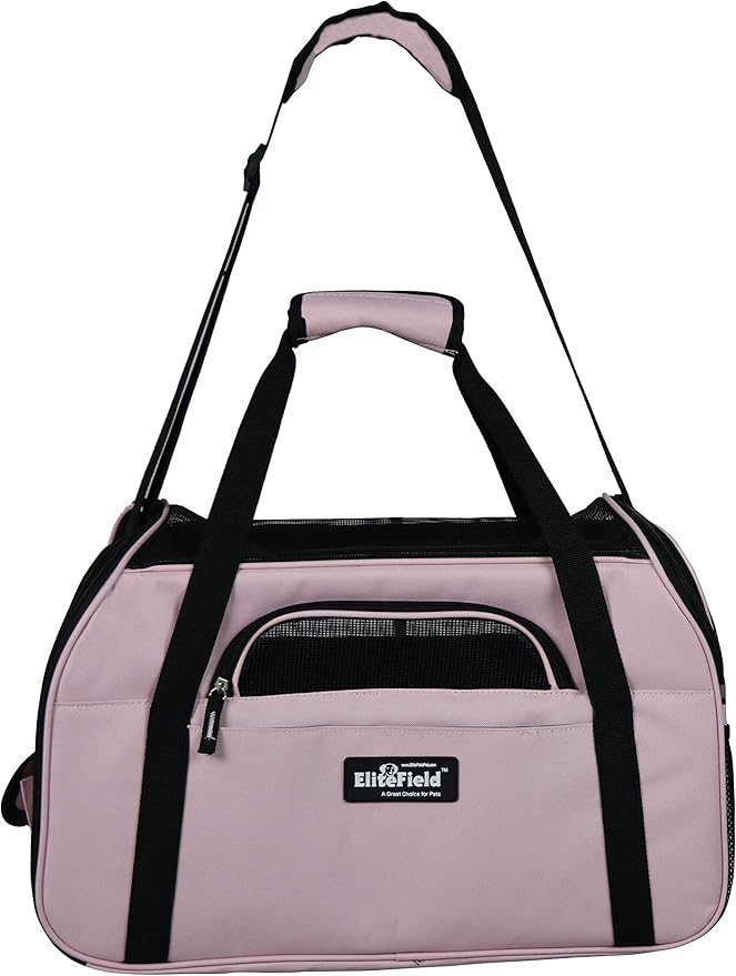 EliteField Soft Pet Carrier (3 Year Warranty, Airline Approved) Soft Sided Dog Puppy Cat Carrier Travel Bag (X-Large: 21" L x 12" W x 13" H, Pink)